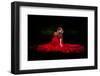 Beautiful Woman with Red Cloak in the Woods by Night-mirceab-Framed Photographic Print