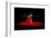 Beautiful Woman with Red Cloak in the Woods by Night-mirceab-Framed Photographic Print