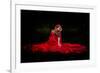 Beautiful Woman with Red Cloak in the Woods by Night-mirceab-Framed Photographic Print