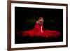 Beautiful Woman with Red Cloak in the Woods by Night-mirceab-Framed Photographic Print