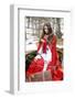 Beautiful Woman with Red Cloak in the Woods-mirceab-Framed Photographic Print