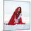 Beautiful Woman with Red Cloak Sitting on the Snow in Winter-mirceab-Mounted Photographic Print