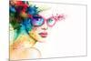 Beautiful Woman with Sunglasses. Abstract Fashion Watercolor Illustration-Anna Ismagilova-Mounted Art Print