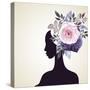 Beautiful Women with Abstract Flower Hair-artant-Stretched Canvas