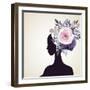 Beautiful Women with Abstract Flower Hair-artant-Framed Art Print