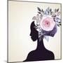 Beautiful Women with Abstract Flower Hair-artant-Mounted Art Print