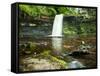 Beautiful Woodland Stream and Waterfall in Summer-Veneratio-Framed Stretched Canvas