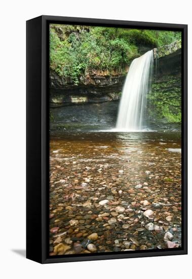 Beautiful Woodland Stream and Waterfall in Summer-Veneratio-Framed Stretched Canvas