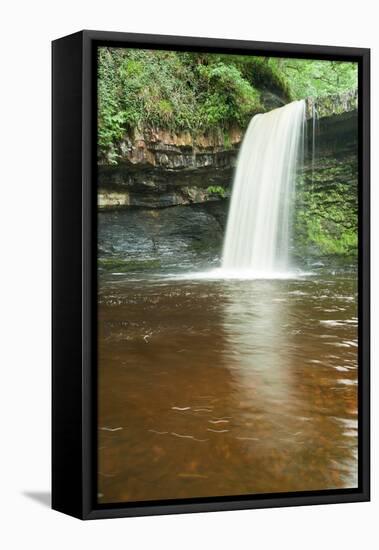 Beautiful Woodland Stream and Waterfall in Summer-Veneratio-Framed Stretched Canvas