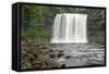 Beautiful Woodland Stream and Waterfall in Summer-Veneratio-Framed Stretched Canvas