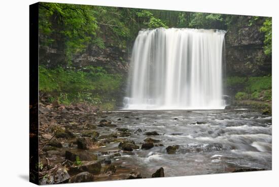 Beautiful Woodland Stream and Waterfall in Summer-Veneratio-Stretched Canvas