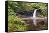 Beautiful Woodland Stream and Waterfall in Summer-Veneratio-Framed Stretched Canvas