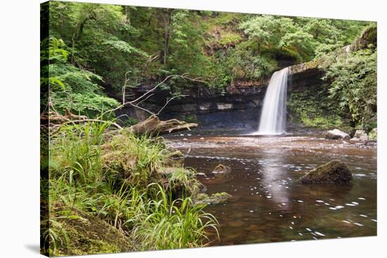 Beautiful Woodland Stream and Waterfall in Summer-Veneratio-Stretched Canvas