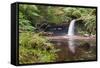 Beautiful Woodland Stream and Waterfall in Summer-Veneratio-Framed Stretched Canvas