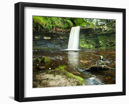 Beautiful Woodland Stream and Waterfall in Summer-Veneratio-Framed Photographic Print