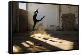 Beautiful Young Ballerina Dancing in Abandoned Building.-Sasa Prudkov-Framed Stretched Canvas