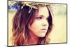 Beautiful Young Girl in Summer Field with Grain and Flower Garland-B-D-S-Mounted Photographic Print