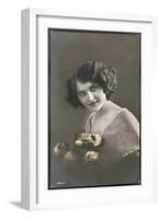 Beautiful Young Lady Holding a Bouquet of Yellow Roses-null-Framed Photographic Print