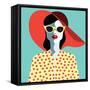 Beautiful Young Woman with Sunglasses and Hat, Retro Style. Pop Art. Summer Holiday. Vector Eps10 I-ralwel-Framed Stretched Canvas