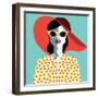 Beautiful Young Woman with Sunglasses and Hat, Retro Style. Pop Art. Summer Holiday. Vector Eps10 I-ralwel-Framed Art Print