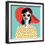 Beautiful Young Woman with Sunglasses and Hat, Retro Style. Pop Art. Summer Holiday. Vector Eps10 I-ralwel-Framed Art Print