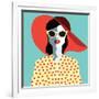 Beautiful Young Woman with Sunglasses and Hat, Retro Style. Pop Art. Summer Holiday. Vector Eps10 I-ralwel-Framed Art Print