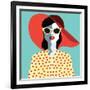 Beautiful Young Woman with Sunglasses and Hat, Retro Style. Pop Art. Summer Holiday. Vector Eps10 I-ralwel-Framed Art Print