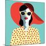 Beautiful Young Woman with Sunglasses and Hat, Retro Style. Pop Art. Summer Holiday. Vector Eps10 I-ralwel-Mounted Art Print