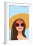 Beautiful Young Woman with Sunglasses, Retro Style. Summer Holiday Concept. Vector Illustration.-Salvadorova-Framed Art Print