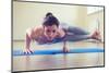 Beautiful Young Woman Yoga Workout in Gym-spass-Mounted Photographic Print