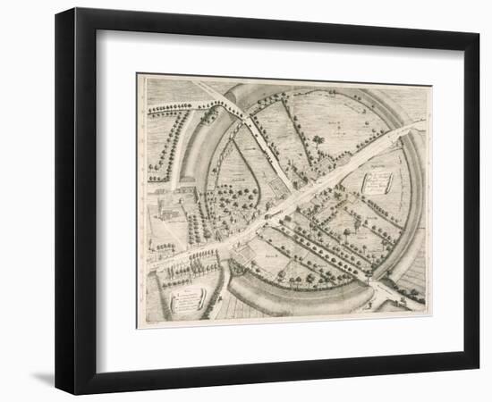 Beautifully Drawn Overhead Plan of the Stone Circles and Embankment Ditches at Avebury-Kirkall-Framed Art Print