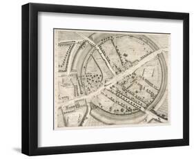 Beautifully Drawn Overhead Plan of the Stone Circles and Embankment Ditches at Avebury-Kirkall-Framed Art Print