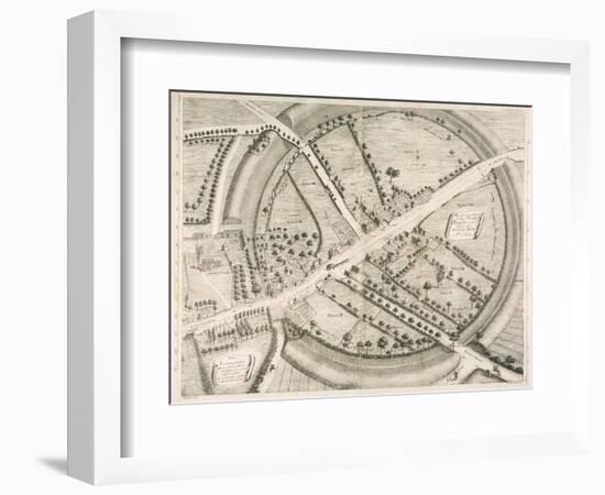 Beautifully Drawn Overhead Plan of the Stone Circles and Embankment Ditches at Avebury-Kirkall-Framed Art Print