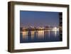 Beautifully illuminated high rises on Qiantang River in Hangzhou, Zhejiang province, China, Asia-Andreas Brandl-Framed Premium Photographic Print