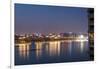 Beautifully illuminated high rises on Qiantang River in Hangzhou, Zhejiang province, China, Asia-Andreas Brandl-Framed Photographic Print