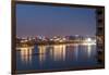 Beautifully illuminated high rises on Qiantang River in Hangzhou, Zhejiang province, China, Asia-Andreas Brandl-Framed Photographic Print