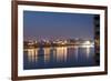 Beautifully illuminated high rises on Qiantang River in Hangzhou, Zhejiang province, China, Asia-Andreas Brandl-Framed Photographic Print