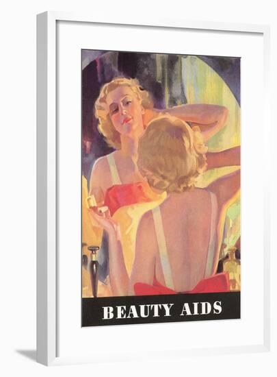 Beauty Aids, Woman at Mirror-null-Framed Art Print