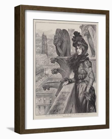 Beauty Among the Devils, on the Roof of Notre Dame, Paris-Charles Paul Renouard-Framed Giclee Print