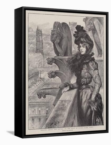 Beauty Among the Devils, on the Roof of Notre Dame, Paris-Charles Paul Renouard-Framed Stretched Canvas