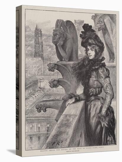 Beauty Among the Devils, on the Roof of Notre Dame, Paris-Charles Paul Renouard-Stretched Canvas