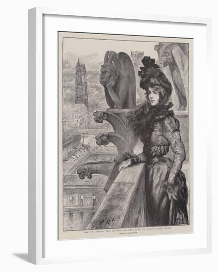 Beauty Among the Devils, on the Roof of Notre Dame, Paris-Charles Paul Renouard-Framed Giclee Print