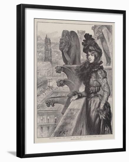 Beauty Among the Devils, on the Roof of Notre Dame, Paris-Charles Paul Renouard-Framed Giclee Print