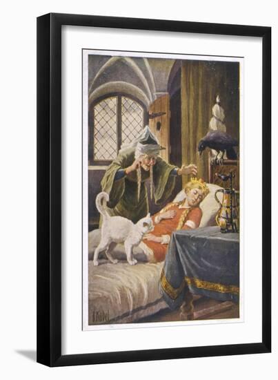 Beauty, and Everyone Else in the Palace Human or Animal, Fall Asleep Under the Witch's Spell-O. Kubel-Framed Art Print
