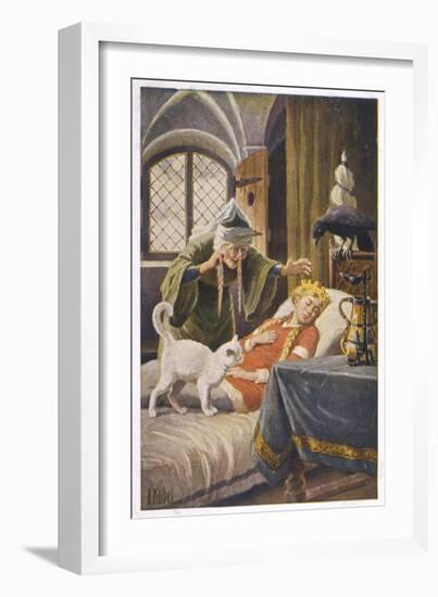 Beauty, and Everyone Else in the Palace Human or Animal, Fall Asleep Under the Witch's Spell-O. Kubel-Framed Art Print