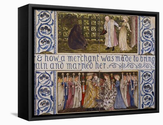 Beauty and the Beast', a Morris, Marshall, Faulkner and Co Tile Panel (Detail)-Edward and Lucy Burne-Jones and Faulkner-Framed Stretched Canvas