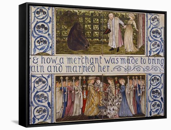 Beauty and the Beast', a Morris, Marshall, Faulkner and Co Tile Panel (Detail)-Edward and Lucy Burne-Jones and Faulkner-Framed Stretched Canvas