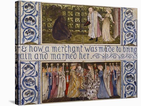 Beauty and the Beast', a Morris, Marshall, Faulkner and Co Tile Panel (Detail)-Edward and Lucy Burne-Jones and Faulkner-Stretched Canvas