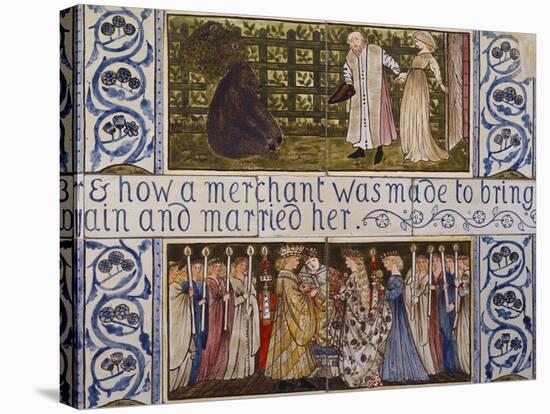 Beauty and the Beast', a Morris, Marshall, Faulkner and Co Tile Panel (Detail)-Edward and Lucy Burne-Jones and Faulkner-Stretched Canvas