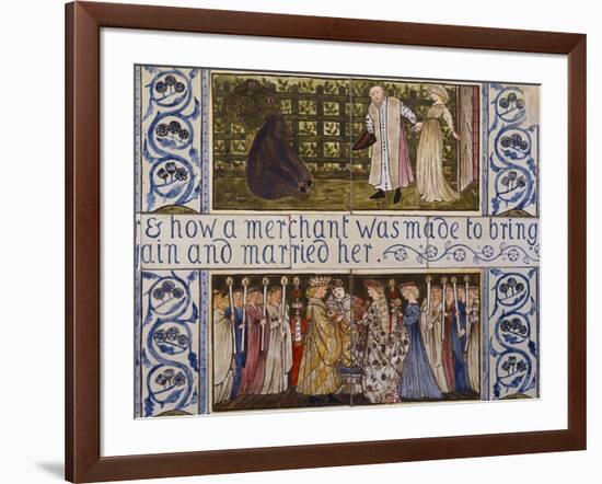 Beauty and the Beast', a Morris, Marshall, Faulkner and Co Tile Panel (Detail)-Edward and Lucy Burne-Jones and Faulkner-Framed Giclee Print
